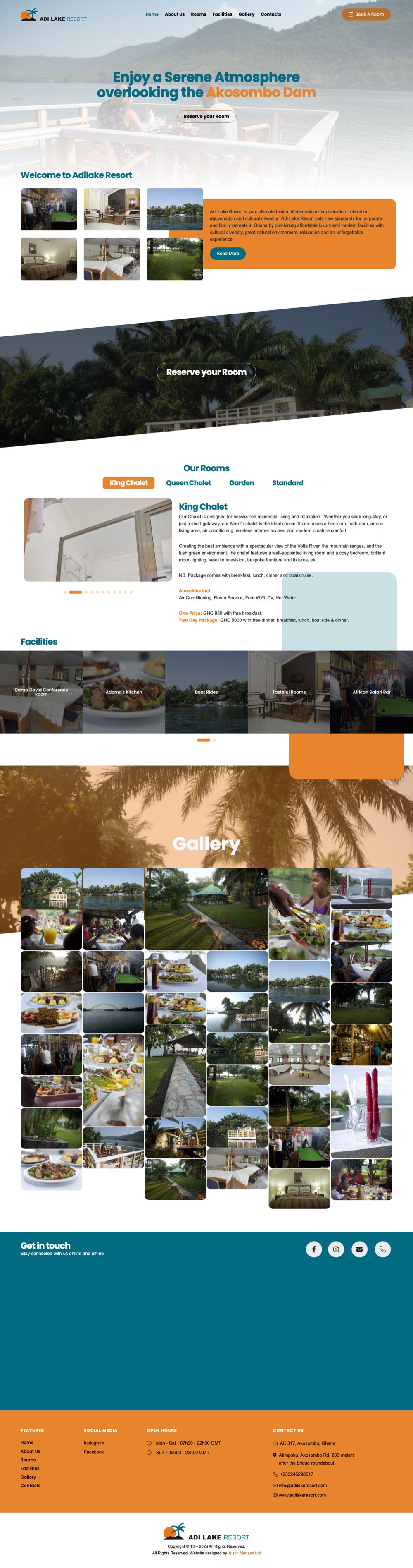 Adi Lake Resort — full page of the original website