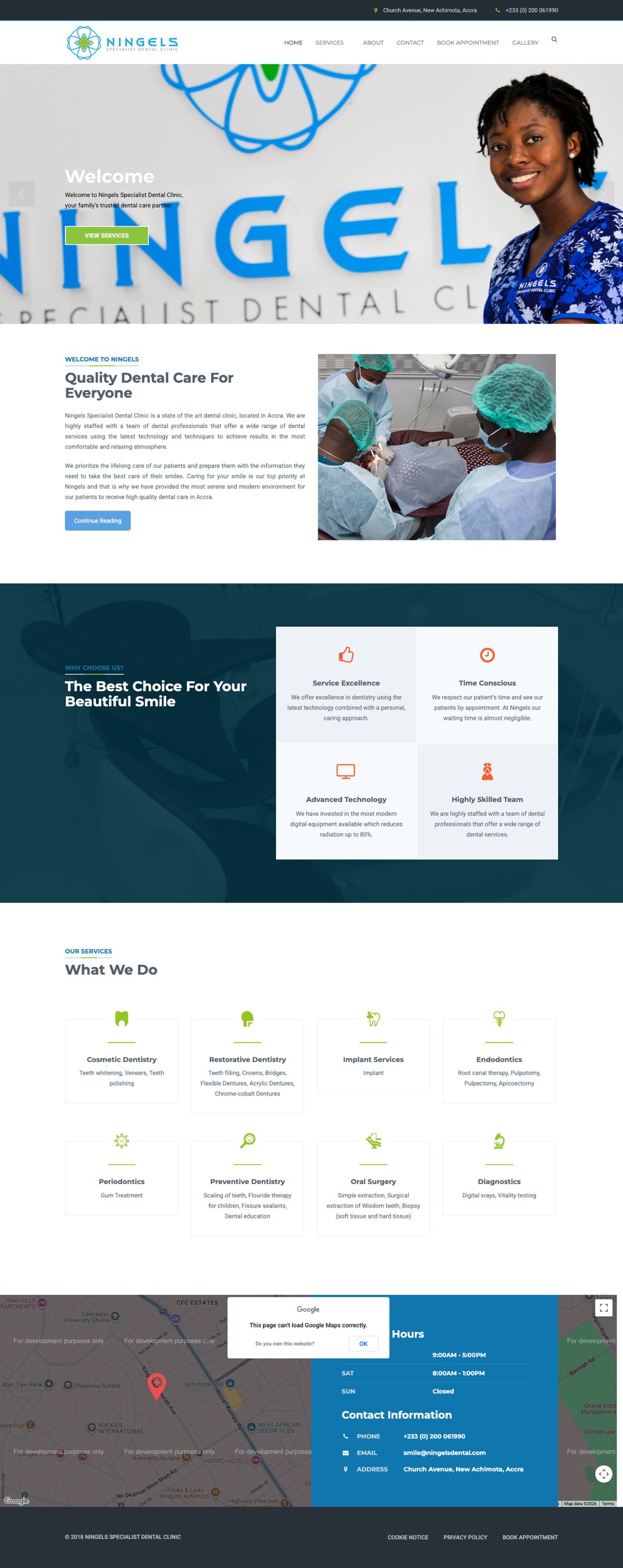 Ningel's Dental — full page of the original website